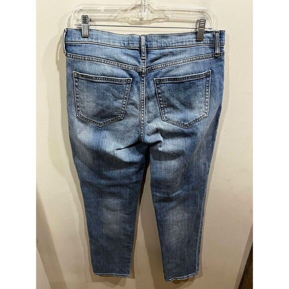 Gap 1969 Women's Jeans Size 29 R Real Straight Blue Whiskered Faded Embellished - Picture 2 of 10